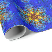 Digital Mandala Gelb und Blau Geschenkpapier (Rolleneckpunkt)