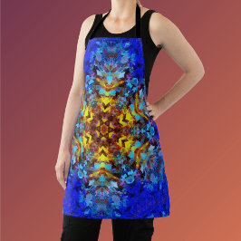 Digital Mandala Gelb und Blau Schürze