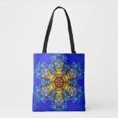 Digital Mandala Gelb und Blau Tasche (Vorderseite)