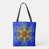 Digital Mandala Gelb und Blau Tasche (Rückseite)