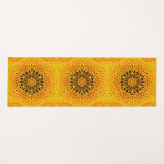 Digital Mandala Gelb und Schwarz Yogamatte (Vorderseite (Horizontal))