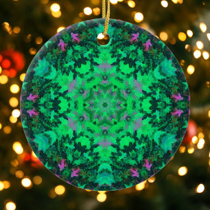 Digital Mandala Green und Lila Keramik Ornament