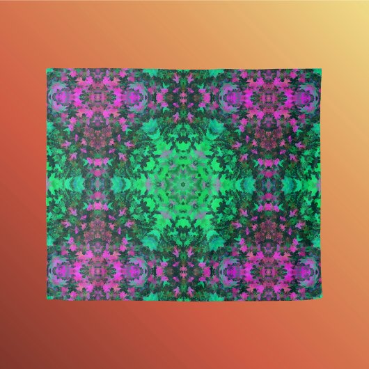 Digital Mandala Green und Lila Wandteppich