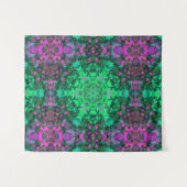 Digital Mandala Green und Lila Wandteppich (Vorderseite (Horizontal))