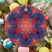 Digital Mandala Orange Blue und Red Keramik Ornament