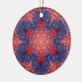 Digital Mandala Orange Blue und Red Keramik Ornament (Links)