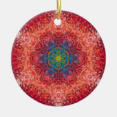 Digital Mandala Orange Blue und Red Keramik Ornament (Vorne)