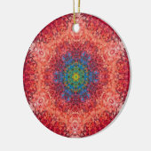 Digital Mandala Orange Blue und Red Keramik Ornament (Links)
