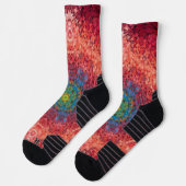 Digital Mandala Orange Blue und Red Socken (Links)