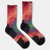 Digital Mandala Orange Blue und Red Socken (Rechts)