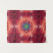 Digital Mandala Orange Blue und Red Wandteppich (Vorderseite (Horizontal))