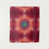 Digital Mandala Orange Blue und Red Wandteppich (Vorderseite)