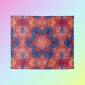 Digital Mandala Orange Blue und Red Wandteppich