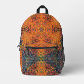 Digital Mandala Orange Blue und Yellow Bedruckter Rucksack (Vorderseite)