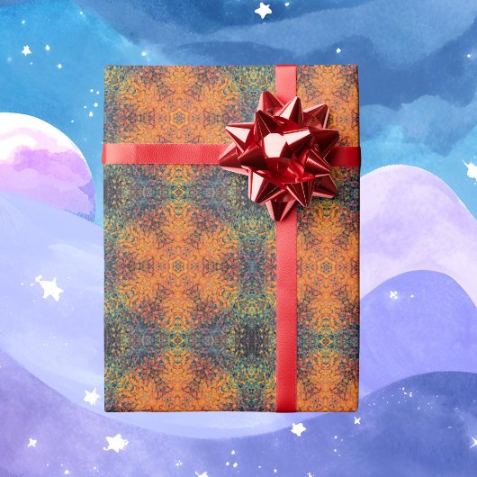 Digital Mandala Orange Blue und Yellow Geschenkpapier