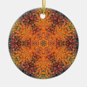 Digital Mandala Orange Blue und Yellow Keramik Ornament (Vorne)