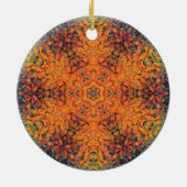 Digital Mandala Orange Blue und Yellow Keramik Ornament (Hinten)