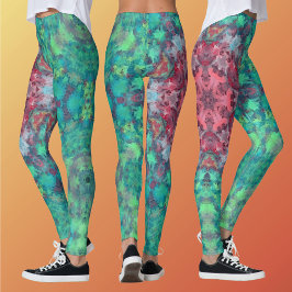 Digital Mandala Red Green und Blue Leggings