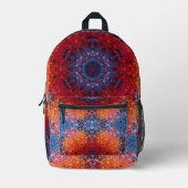 Digital Mandala Red Orange und Blue Bedruckter Rucksack (Vorderseite)