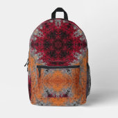Digital Mandala Red Orange und Blue Bedruckter Rucksack (Vorderseite)