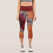 Digital Mandala Red Orange und Blue Capri Leggings (Vorderseite)