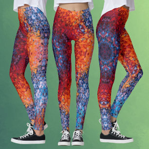 Digital Mandala Red Orange und Blue Leggings