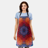 Digital Mandala Red Orange und Blue Schürze (Getragen)