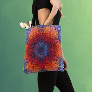 Digital Mandala Red Orange und Blue Tasche