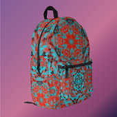 Digital Mandala Red und Blue Bedruckter Rucksack