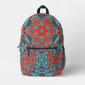 Digital Mandala Red und Blue Bedruckter Rucksack (Vorderseite)