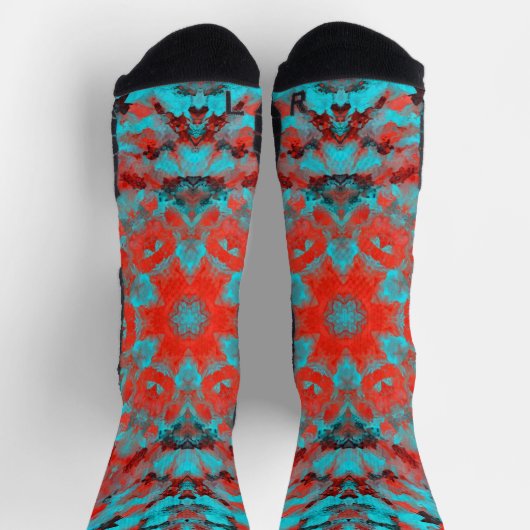 Digital Mandala Red und Blue Socken (Oben)