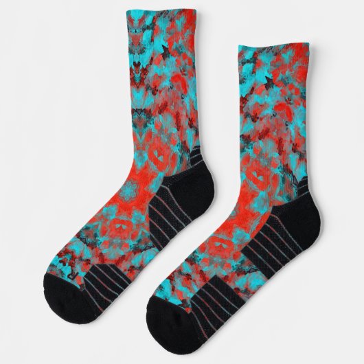 Digital Mandala Red und Blue Socken (Links)
