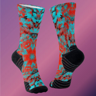 Digital Mandala Red und Blue Socken