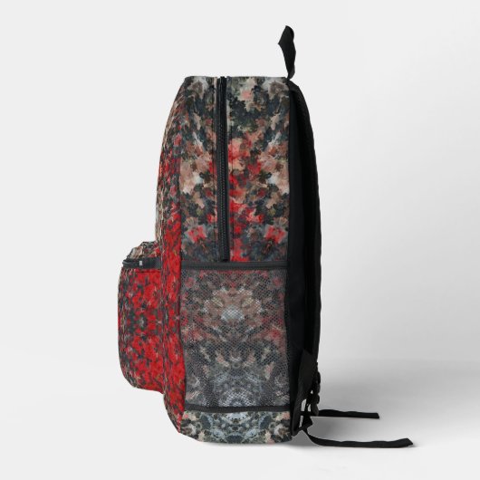 Digital Mandala Red und White Bedruckter Rucksack (Rechts)