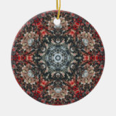 Digital Mandala Red und White Keramik Ornament (Vorne)