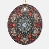 Digital Mandala Red und White Keramik Ornament (Links)