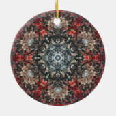 Digital Mandala Red und White Keramik Ornament (Hinten)