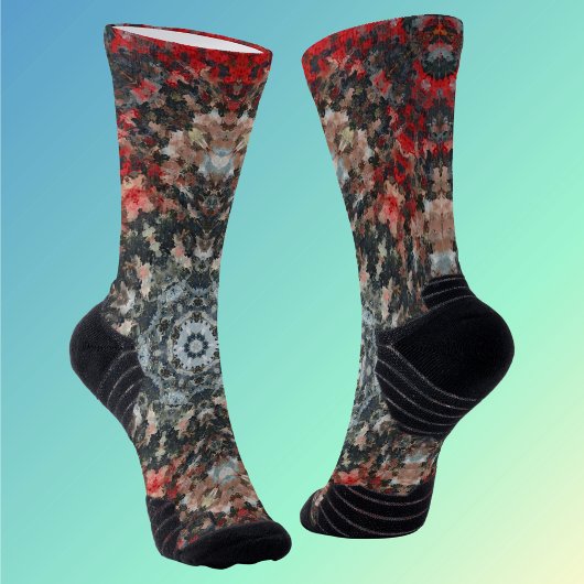 Digital Mandala Red und White Socken