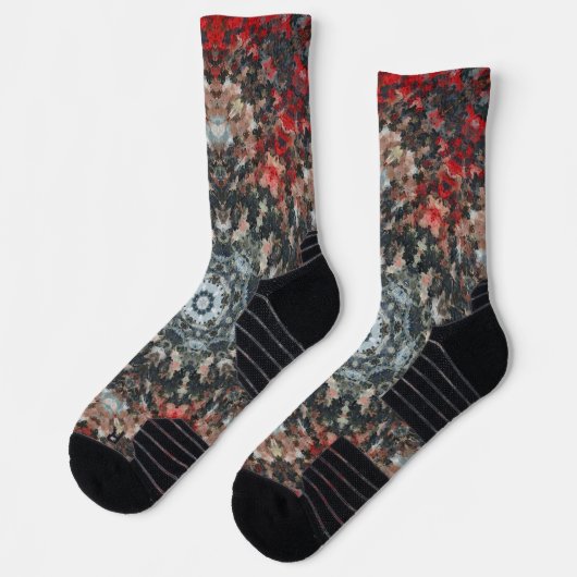 Digital Mandala Red und White Socken (Links)