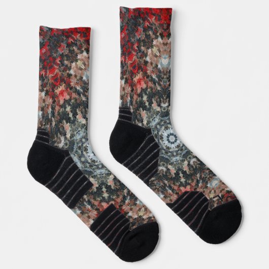 Digital Mandala Red und White Socken (Rechts)