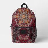 Digital Mandala Red White Orange und Black Bedruckter Rucksack (Vorderseite)