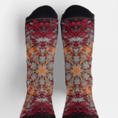 Digital Mandala Red White Orange und Black Socken (Oben)