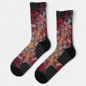 Digital Mandala Red White Orange und Black Socken (Links)