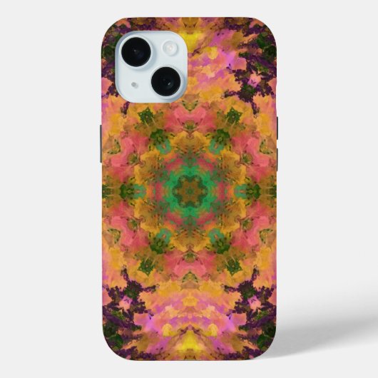 Digital Mandala Rosa Gelb und Grün Case-Mate iPhone Hülle (Rückseite)