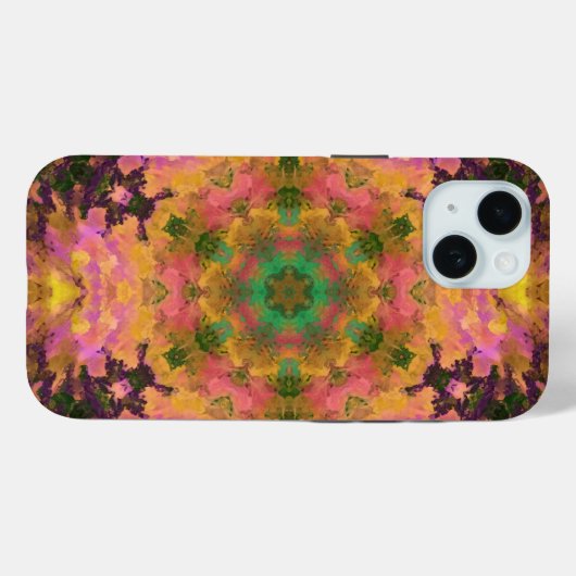 Digital Mandala Rosa Gelb und Grün Case-Mate iPhone Hülle (Rückseite (Horizontal))