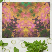 Digital Mandala Rosa Gelb und Grün Geschirrtuch (Gefaltet)