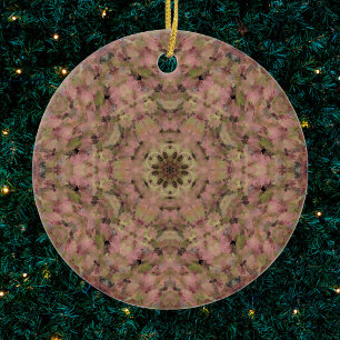 Digital Mandala Rosa und Gelb Keramik Ornament