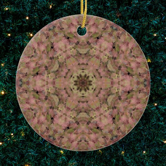 Digital Mandala Rosa und Gelb Keramik Ornament