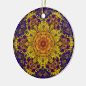 Digital Mandala Yellow Blue und Lila Keramik Ornament (Links)