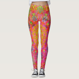Digital Mandala Yellow Blue und Lila Leggings